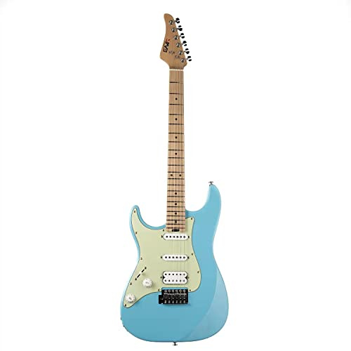 EART E-Gitarre 6- String Solid-Body 22 Bünde, Single, Single und Double Pickups, Musikstilumschaltung, klarer Ton, für verschiedene Bedürfnisse (Blau E-1)