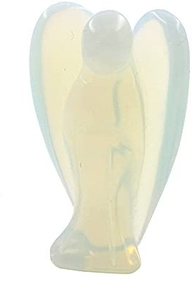 Ouubuuy Ange Gardien Figurine Opale Pierre Naturelle Statue Ange Cristal Méditation Yoga Decoration -White-4cm