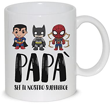 thedifferent Tazza Mug ceramica Papà sei il nostro Super eroe miglior papà 350ml festa compleanno idea regalo