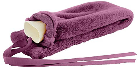 2L Long Hot Water Bottle Warm Cover Soft Faux Fur Fleece Fluffy Shoulders Neck (Purple)