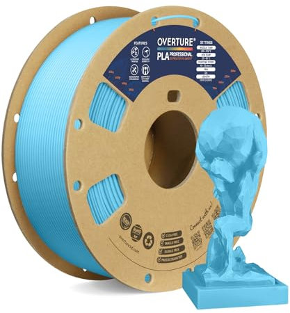 OVERTURE PLA Plus (PLA+) PLA-Filament 1,75 mm, professionelle PLA-Festigkeit, 1kg Filament (2,2 lbs), Maßgenauigkeit +/- 0,02 mm, für 3D-Drucker (Hellblau)