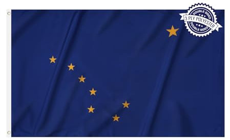 Flagolden Alaska Bundesstaat Flagge, 3 x 152 cm, 3-lagiges Polyester und 2 Messingösen, doppelseitiges Bundesstaat Alaska-Flaggen für den Außenbereich