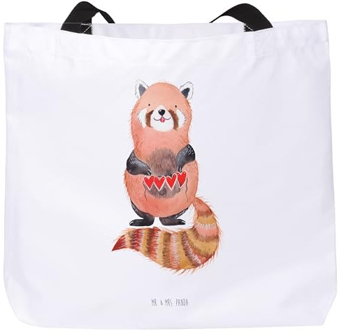 Mr. & Mrs. Panda Shopper Roter Panda - Geschenk, Liebe, Tiere, Strandtasche, Freizeittasche, Liebling, Alltagstasche, lustige Sprüche, Schulbeutel,