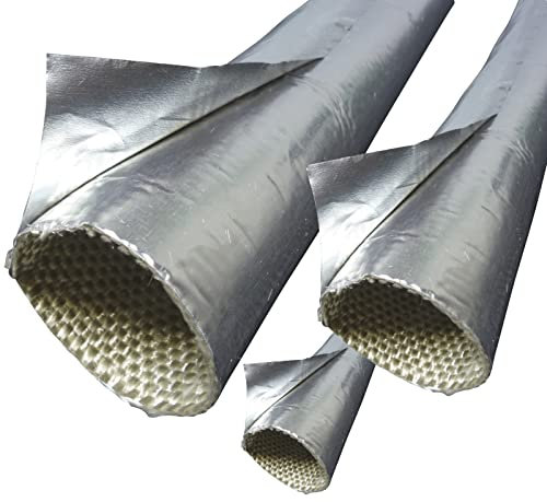 1m Alu-Titan Hitzeschutzschlauch ID-Ø 15mm selbstklebend | VIELE LÄNGEN & GRÖSSEN 5-100mm | UV Schutzschlauch | Thermoschutz Schlauch Isolierschlauch Kabelschutz Ölleitung Brandschutz| Premium