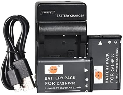 DSTE NP-90 Li-ion Battery (2-Pack) and Micro USB Charger Compatible for Casio Exilim EX-H10 EX-H15 EX-H20G EX-FH100 EX-FH100BK Digatal Camera