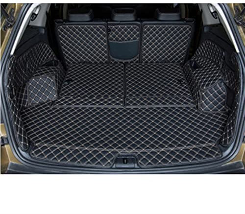 BIZZOO Kofferraummatte Kompletter Satz Kofferraummatten Für Skoda Für KODIAQ 7 Sitze 2017-2021 Langlebige Kofferraumteppiche Cargo Liner Gummi Kofferraummatte (Farbe : Schwarzbeige)
