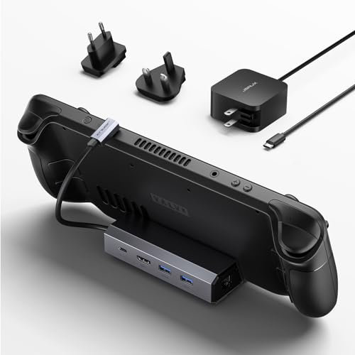 JSAUX Docking station e caricabatterie da 65 W compatibile con Steam Deck, dock 5 in 1 con HDMI 2.0 4K a 60Hz, Ethernet 100 Mbps, doppia porta USB A 2.0 e 100 W di ricarica USB C per Steam Deck/ROG
