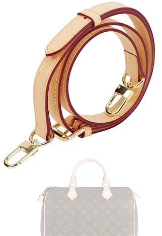 DGAZ Vachetta-Leder Schulterriemen, Ersatz Taschengurt für LV Speedy mit Geschenkbox, Handgefertigt Lederschultergurt, Einstellbare Länge 105–120cm (Beige, Breite1,8cm)