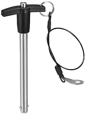 QUARKZMAN T Griff Kugelsperrbolzen 1 Stück 9.5mm Pin Durchm. 100mm Verwendung Länge T Griff Sicherungsstifte Edelstahl Druckschalter Schnellverschluss Stift mit Schlüsselband Kabel
