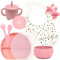 Vajilla Bebe de 11 Piezas | Vajilla Bebe Silicona sin BPA | Incluye: vaso aprendizaje bebe, precucharas bebe blw, babero silicona bebe, plato bebe ventosa, cuenco y tapa | Vajilla Infantil | Con caja
