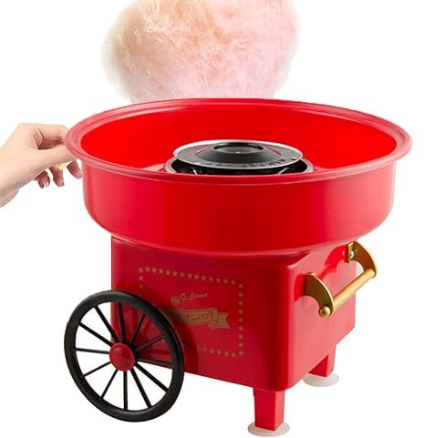 FURLOU Electric Cotton Candy Maker, Professional Cotton Candy Floss Maker Machine, Commercial Cotton Candy Maker Gas Floss Machine Cart, One-button Switch Design, Simple and Easy to Operate A