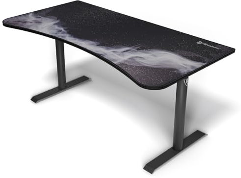 Arozzi Arena Special Edition Ultrawide Curved Gaming and Office Desk with Full Surface Water Resistant Desk Mat Custom Monitor Mount Cable Management Cut Outs - Gunmetal Galaxy