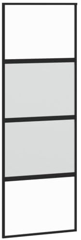 vidaXL Puerta corredera vidrio templado y aluminio negra 76x205 cm
