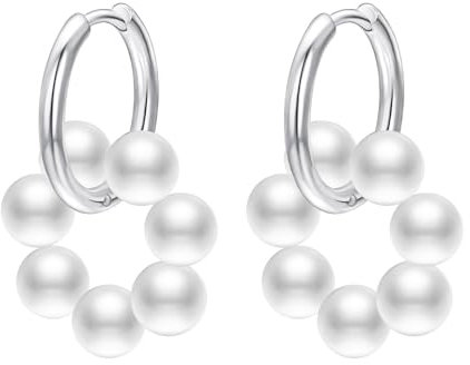 JOLCHIF Creolen Ohrringe Perlen Für Damen Große Perlencreolen für Damen Ohrringe Hängend Silber Damenmode-