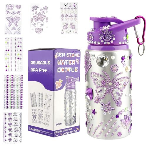 Geschenke für Mädchen 4 5 6 7 8 9 10 11 Jahre DIY Trinkflasche mit Aufklebern zum Basteln, Spielzeug für Einschulung,Geburtstag Xmas Schulanfang Mädchen Geschenke,Isolierter Reisebecher Kaffee