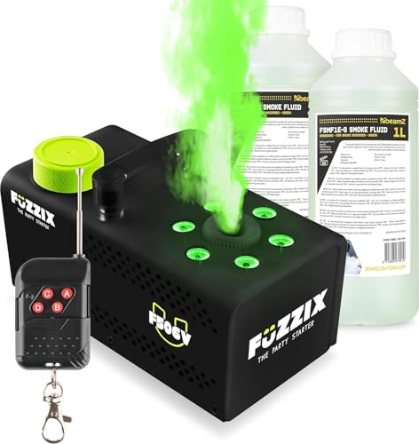 Fuzzix F506V - Vertikale Nebelmaschine Mini mit Fernbedienung & LED Lichteffekt, 2L Nebelfluid, Smoke Machine mit 500 Watt, Rauchmaschine Party für Hochzeiten, Nebelmaschine Halloween, Fog Machine
