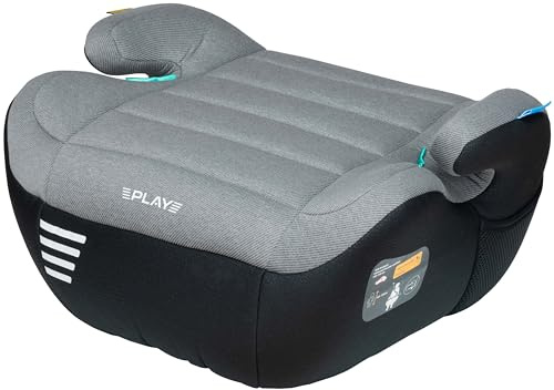 Play Belt Three, Asiento Elevador Coche, 6-12 Años, 125-150 cm, Compacto y Ligero, Fácil Instalación con Cinturón, Súper Acolchado, Instalación universal en todos los vehículos, Gris (Grey Eagle)