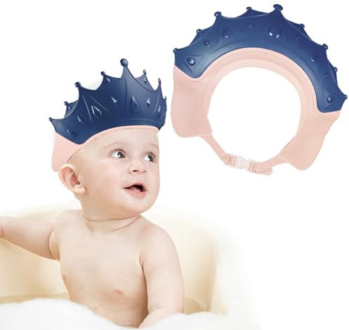 Romon Chapeau Douche Bébé, Réglable Visiere Bonnets de Bain Pour Enfants,Protégez les Yeux et Oreilles des Enfants (Bleu)