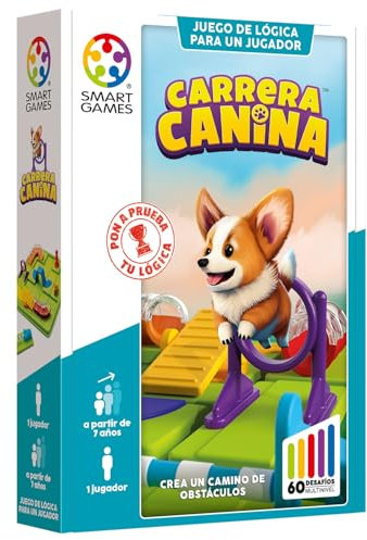 SmartGames - Hunderennen | Spiele Kinder 7 Jahre oder älter | Kinderpuzzle 60 Herausforderungen | Kinderspiele mit 1 Spieler | Reisespiele für Jungen und Mädchen