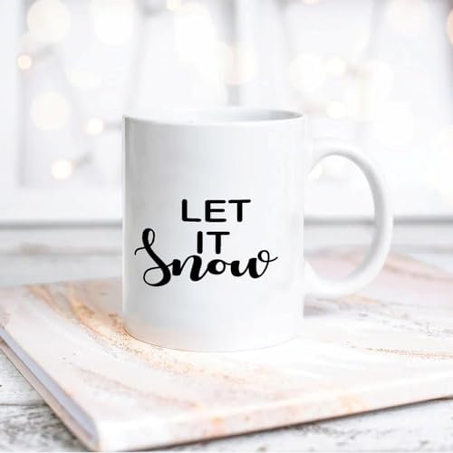 Yelolyio Weiße Tasse Let It Snow, Keramiktasse mit Zitaten, weiße Teetasse, Geschenk für Mutter, Vater, Großmutter, Opa, Damen, Herren, 325 ml