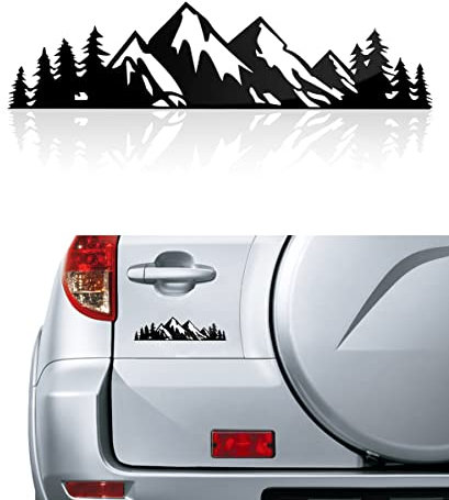 Flaconi Adesivi Auto,Adesivi per Auto Esterni,Adesivi Camper,Adesivo Auto Esterno,Adesivi Camper Esterni,Universali Decalcomanie Auto,Nero Bianco Albero Montagna Decalcomanie per Camper,Auto(Nero)
