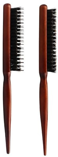 YPYMOD 2 Teasing Hair Brush Boar Bristle, Haarbürste Wildschweinborsten, Sleek Bun Bürste, Borstenkämme Geeignet für Lockiges und Frisiertes Haar(23,5cm*3cm)