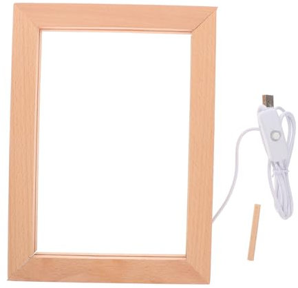 Zerodeko Bilderrahmen Holz mit LED Beleuchtung und Acrylplatte Doppelseitige Anzeige Einstellbare Helligkeit Retro Stil für Schlafzimmer und Wohnzimmer Dekorativer Fotorahmen für Zuhause