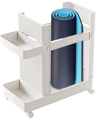Yoga Mat Storage Basket | Gym Equipment Holder Trolley | Strong Load-Bearing Home Gym Storage Rack | Sports Equipment Storage Rack With Bottom Universal Wheel For Kettlebells, Foam Rollers, Yoga Blo
