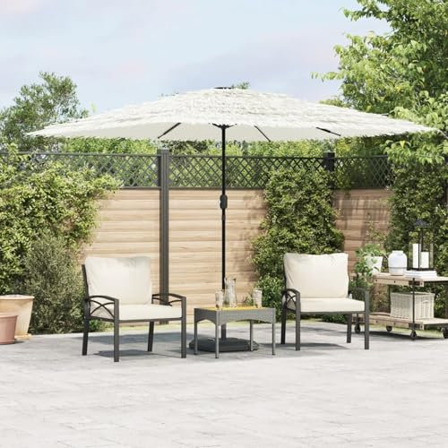 Tidyard Parasol de Jardin avec mât en Acier Blanc 290x290x238 cm Pare-Soleil Pliable, Parasol de Jardin pour Terrasse, Balcon, Plage, Piscine