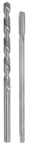 MACHSWON Jeu de tarauds et embouts, M8 x 1,25 H2 à cannelure droite filetage machine taraud de fraisage extra long 150 mm, foret hélicoïdal en acier rapide (HSS) de 8 mm