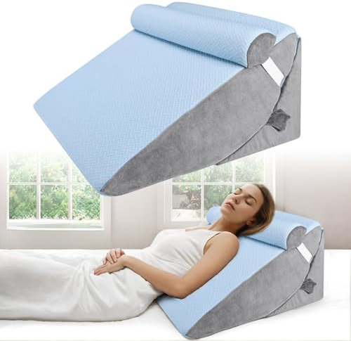 Babenest Lot de 3 oreillers orthopédiques triangulaires avec appui-tête pour l'élévation des jambes, après une chirurgie, un reflux acide, un soutien dorsal, un coussin d'inclinaison réglable avec