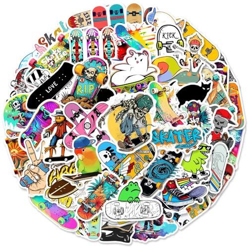 Bric Dodo 50 Stück Skateboard Aufkleber Auto Laptop Telefon Gitarre Skateboard Motorrad Fahrrad Skateboard Stickers Set Vinyl Wasserdicht Aesthetic Aufkleber für Jugendliche Kinder Erwachsene