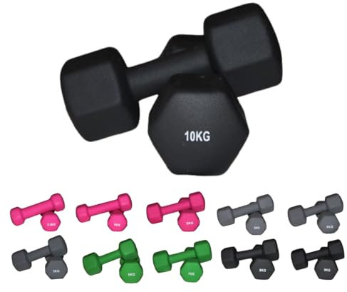 Lisaro Neopren Hantel | Profi Kurzhanteln 0,5-10 kg | Hexagon Hanteln - Fitness Gewichte für Frauen & Männer - Schweißresistent & Bodenfreundlich - Ideal für Home Gym & Studio (2x 10kg)