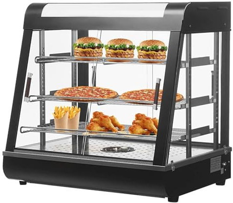 COYEUX 1500W Hot Food Display Cabinet, 3-Tier Food Warmer Cabinet, Hardened Glass and 30-80℃ Visible Temperature, for Buffet Restaurant