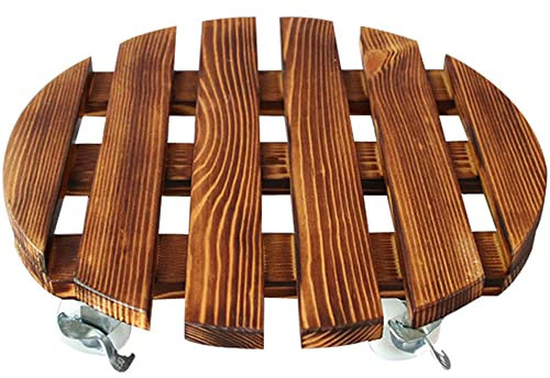 Paquete de 2 macetas cuadradas de madera resistentes con ruedas giratorias móviles de 30 cm, para macetas grandes, capacidad de carga de 60 kg