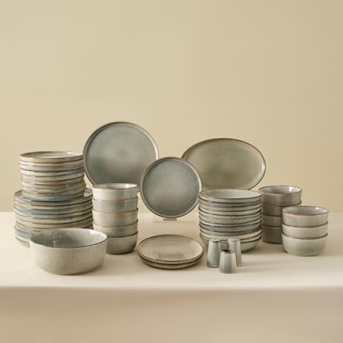 Karaca Earth Collection Skal Service de Vaisselle 55 Pièces pour 12 Personnes, Grès, Compatible Lave-Vaisselle & Micro-Ondes