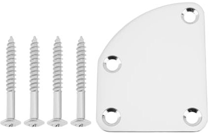 Be In Your Mind 1 Piece Curved Guitar Neck Plate with 4 Holes and Screws Compatible with Telecaster Neck Compatible with Strat Neck Silver