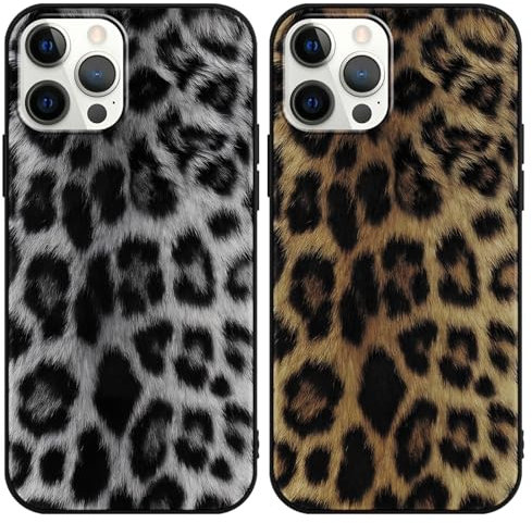 Saqmkil 2 Stück Hülle für iPhone 12 Pro Max 6,7 Zoll, Aesthetic Leopard Muster Design Mädchen Frauen Handyhülle, Slim Silikon Süßes Motiv Kratzfeste Stoßfest Case Schutzhülle für iPhone 12 Pro Max