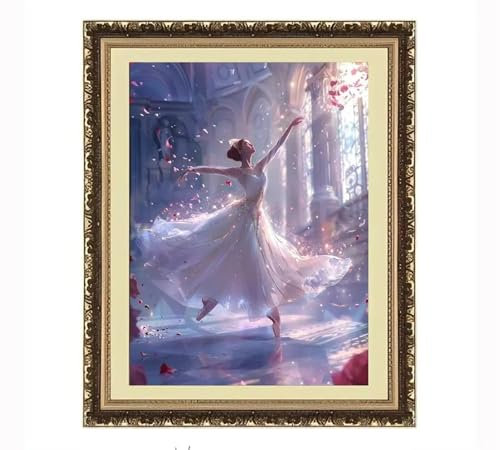 Heaen Peinture par Numéros pour Adulte Danseuse,Kit de peinture à l'huile sur Toile par numéro pour Débutants,Peinture par Numéros Pour la Décoration avec Cadre 50x65cm