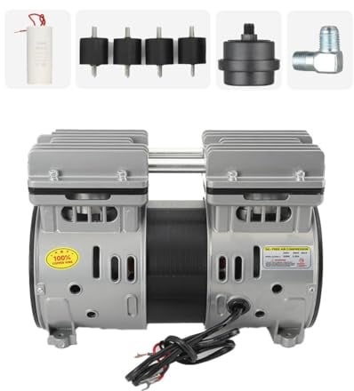 QWEXOB Flüsterkompressor 8 Bar Motor Ölfreies Kompressor Aggregat 125L/min Kompressoraggregat 550W Luftkompressor Kopf Leise Silent Druckluft Luftkompressoren Zubehör Mit 4 stoßdämpfenden Füßen