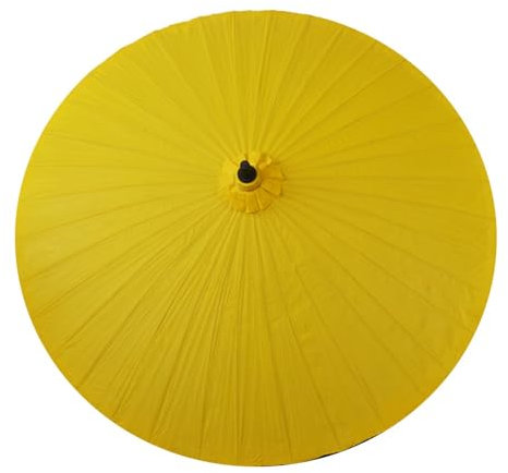 ZYXQQJ Parasol De Jardin 200cm Parasol en Bambou Parapluie Chinois Rétro en Papier À l'huile Tissu Imperméable À l'huile Grand Parapluie Rond ﻿(Yellow)