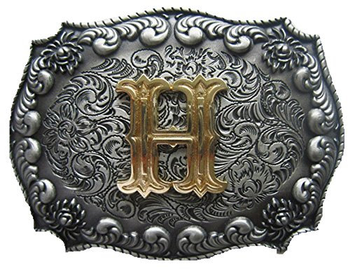 Jean's Friend Vintage Double Color Initial Letter Belt Buckle Gürtelschnallen (Letter H)