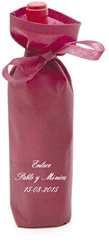 DISOK - Lote 30 Bolsas para Botella De Vino Grande Burdeos con GRABACIÓN Boda, Eventos, Personalizadas, GRABADAS