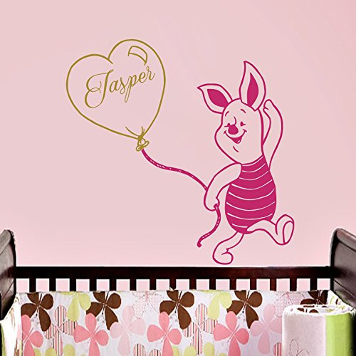 Vinyl Wandtattoo Winnie Puuh the Pooh Ballon Ferkel mit Namen für Junge Mädchen Kinder Monogramm Baby Bär Kinder Wandaufkleber Wandsticker Wanddekoration Schlafzimmer Kinderzimmer Babyzimmer A353