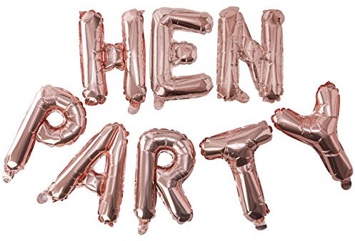 XXL Folien-Ballons Luft-Ballon-Girlande Hen Party in Rosé-Gold - JGA Ballon-Kette Folien-Ballons Luft-Ballons Ballon-Girlande Party-Dekoration / Junggesellinnen-Abschied / Junggesellen-Abschied