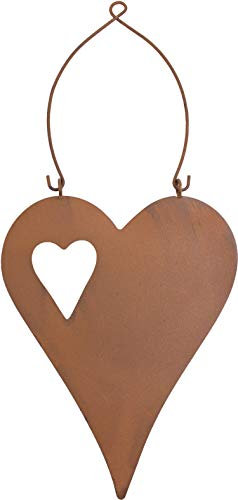 B2S BACK2SEASON Metall Herz Rost zum Hängen H44cm Gartendeko edel Frühling Frühlingsdeko Liebe Deko Edelrost Rostdeko Muttertag Dekoration braun stabil antik Garten Eisen Herzhänger Dekoanhänger