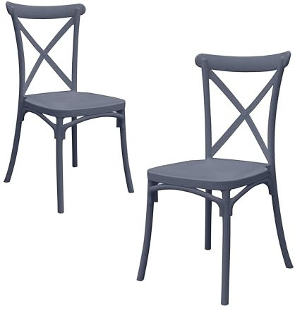 GARDENIA N Silla Country de Resina Vintage, Negro, 2 Sedie, 2 Unidades