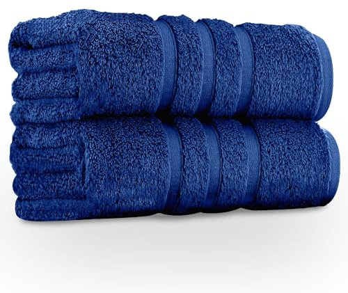 GC GAVENO CAVAILIA Pack of 2, 550 GSM Hand Towels For Bathroom, Egyptian Cotton Towel Bale For Spa & Guest Gym Towels Set, Absorbent & Washable Bathroom Towels, Electric Blue