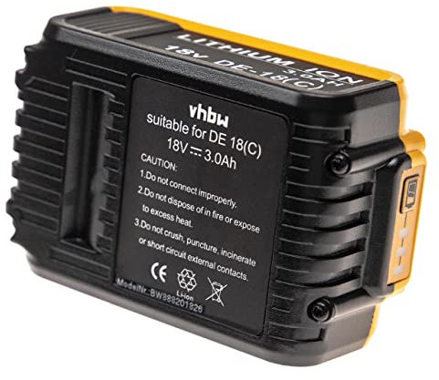 vhbw Akku kompatibel mit Dewalt DCD990NT, DCD991NT, DCD990P2, DCD991, DCD990M2, DCD995, DCD991P2 Elektrowerkzeug (3000 mAh, Li-Ion, 18 V)