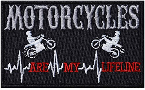 Motorcycles are my lifeline Aufnäher/Aufbügler Biker Patch zum annähen/aufbügeln | Bügelbilder Motorrad Geschenk Applikation für Jacke/Weste/Jeans/Boots/Motorradkoffer | 90x55mm